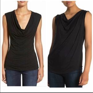 Halogen Black Cowl Neck Soft Knit Tank Top SMALL